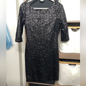Black sequin mini dress